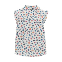 WRANGLER GIRLS SLEEVELESS RUFFLE WESTERN SHIRT - WHITE