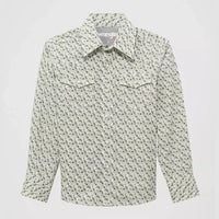 WRANGLER BOYS 20X ADVANCED SNAP WESTERN SHIRT - OLIVE CACTI