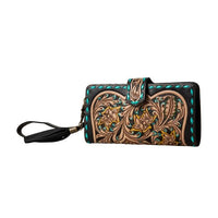 MYRA SANTA FE HAND TOOLED WRISTLET WALLET