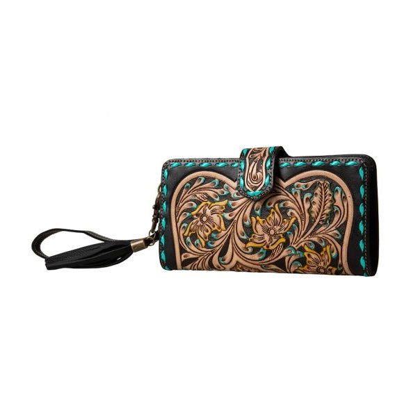 MYRA SANTA FE HAND TOOLED WRISTLET WALLET