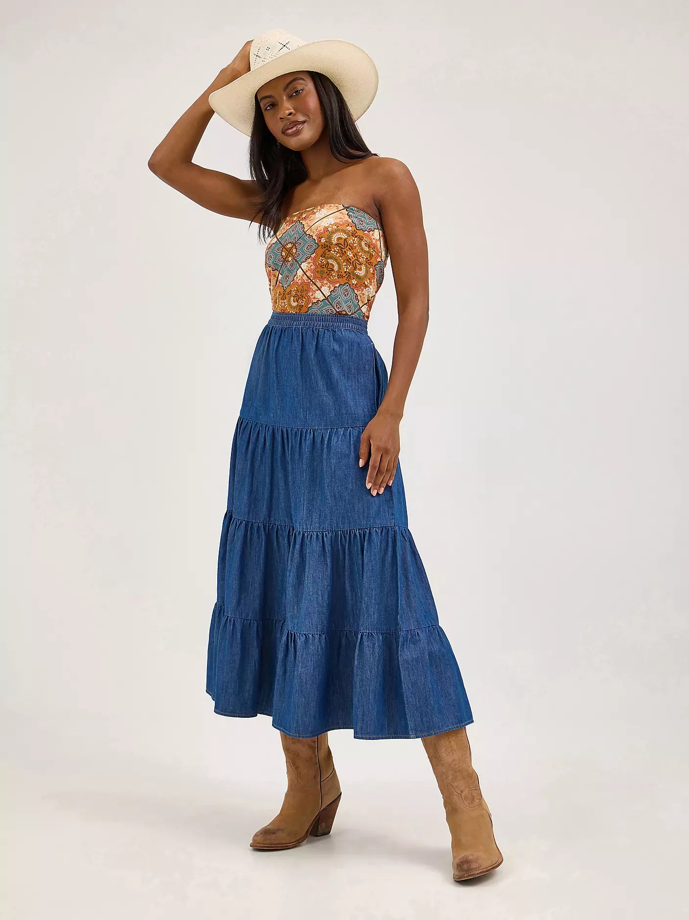 WRANGLER WOMENS BANDANA SPAGETTI TANK - BROWN