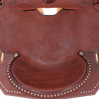 MARTHA JOSEY REDWOOD ROUGH OUT BARREL SADDLE - 14.5" CHESTNUT WIDE TREE