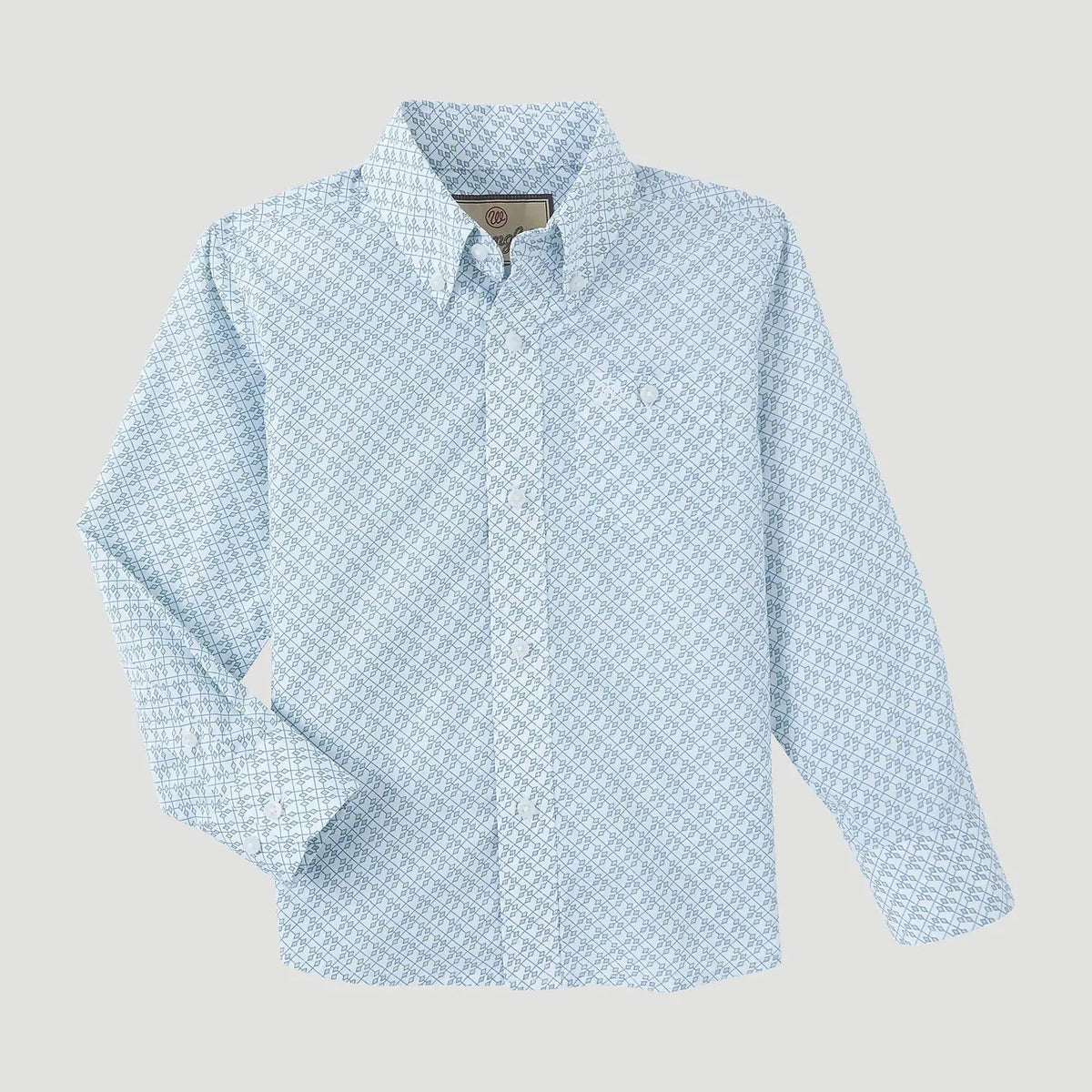 WRANGLER BOYS BUTTON DOWN SHIRT - BLUE DIAMONDS