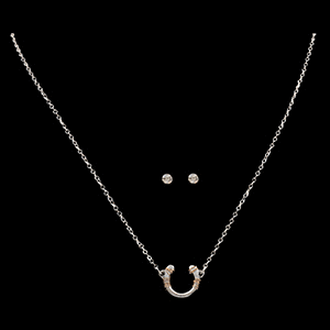 SILVER HORSESHOE NECKLACE & EARRINGS SET