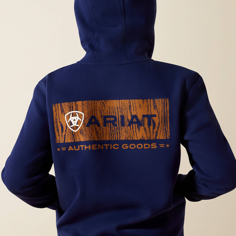 ARIAT BOYS WOODSHOP STACK HOODIE - NAVY