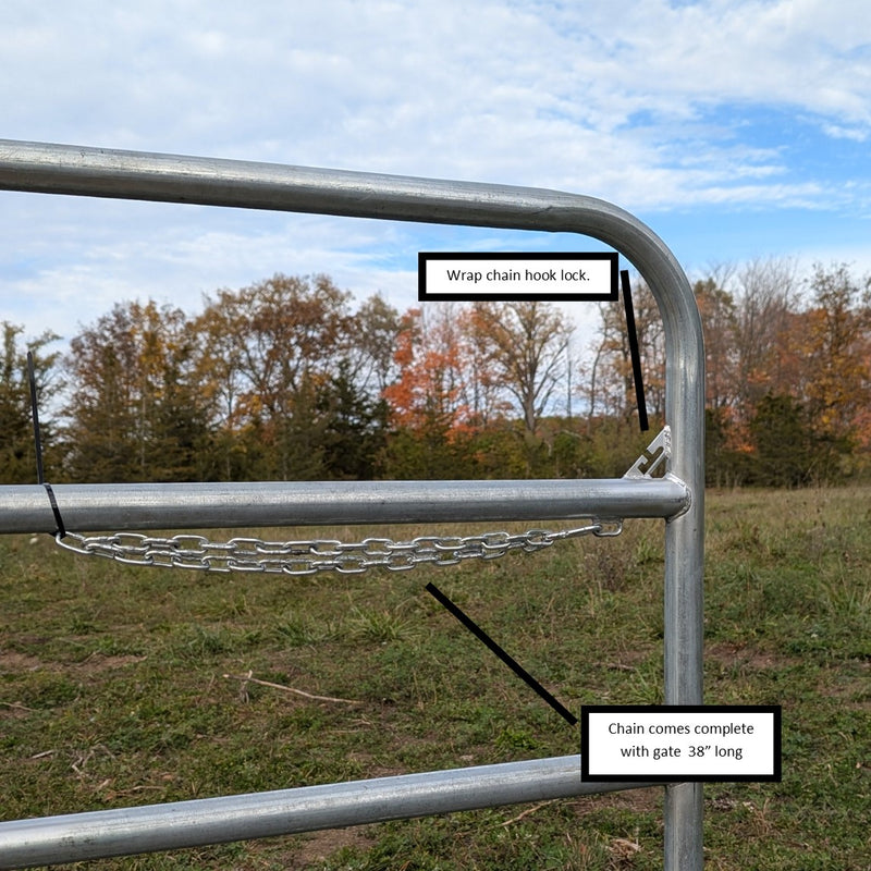 8' Galvanized 5-Bar BORDER Tube Gate