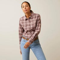 ARIAT WOMENS REBAR FLANNEL DURASTRETCH WORK SHIRT - PEPPERCORN