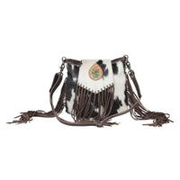 MYRA RUSSET FRINGE LEATHER & HAIRON BAG