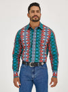 WRANGLER MENS CHECOTAH WESTERN SNAP PRINT SHIRT