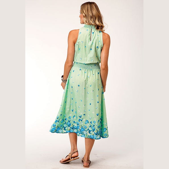 CLEARANCE - ROPER WOMENS MIDI DRESS IN SOFT CREPE - MINT GREEN