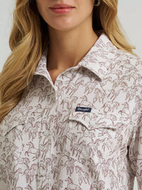 2026 - WRANGLER WOMENS ARIA PERFORMANCE SHIRT - WHITE HORSE PRINT