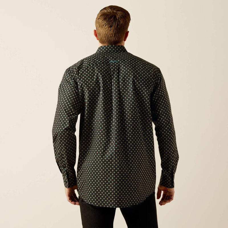 ARIAT MENS TEAM PHILBERT CLASSIC FIT SHIRT - BLACK/TEAL