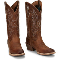 JUSTIN WOMENS REIN 12" WESTERN BOOT - WAXY TAN