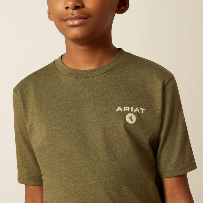 ARIAT BOYS ROPED DIAMOND TEE SHIRT - MILITARY HEATHER