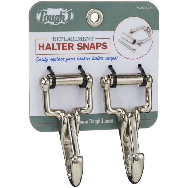 TOUGH 1 REPLACEMENT HALTER SNAPS CHROME - 2 PACK