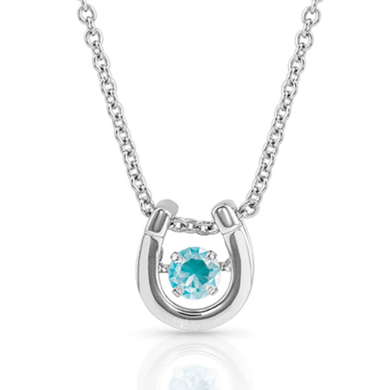 MONTANA SILVERSMITHS DANCING BIRTHSTONE HORSESHOE NECKLACE