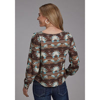 ROPER WOMENS LONG SLEEVE AZTEC PRINT SHIRT