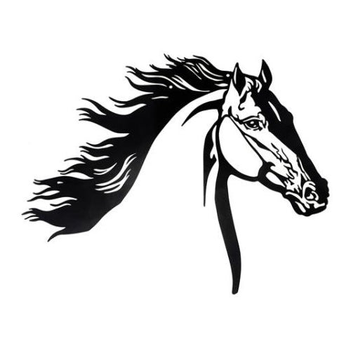 BLACK METAL WALL DECOR - RUNNING HORSE HEAD