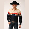 ROPER MENS DAYS END SCENIC BORDER WESTERN SHIRT