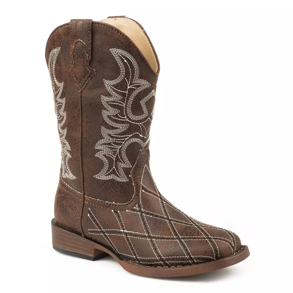 ROPER KIDS CROSS CUT COWBOY BOOT - BROWN