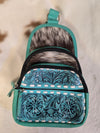 CROSS BODY PURSE - TURQUOISE WITH HAIR ON