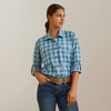 ARIAT WOMENS REBAR TOUGH DURASTRETCH WORK SHIRT- SKY PLAID