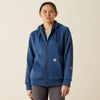 ARIAT WOMENS REBAR ALL WEATHER FULL ZIP HOODIE - ENSIGN