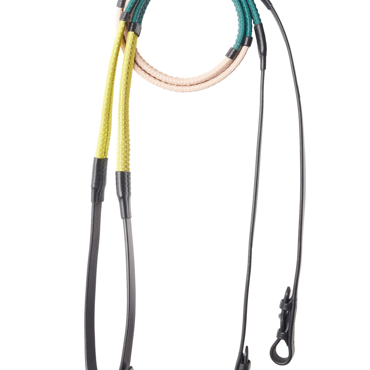 HORZE MAGICAL CAROUSEL RAINBOW RUBBER REINS - BLACK