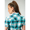 ROPER WOMENS SHORT SLEEVE STRETCH WESTERN SHIRT - BLUE TURQ