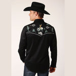 ROPER MENS EMBROIDERY BRONC RIDER WESTERN SHIRT