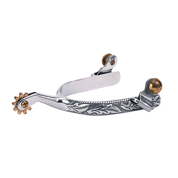 WEAVER LEATHER WOMENS ROPING SPURS WITH ENGRAVED BAND