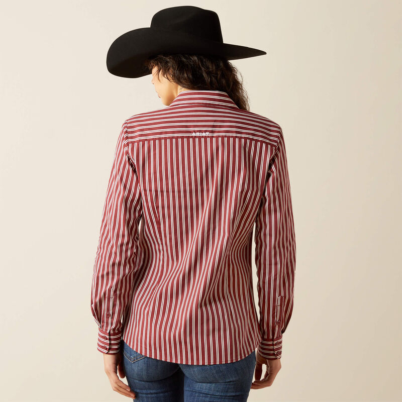 ARIAT WOMENS KIRBY STRETCH SHIRT - CABERNET STRIPE