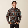 ARIAT MENS CALDWELL LOGO 1/4 ZIP SWEATER - DEEP MAHOGANY