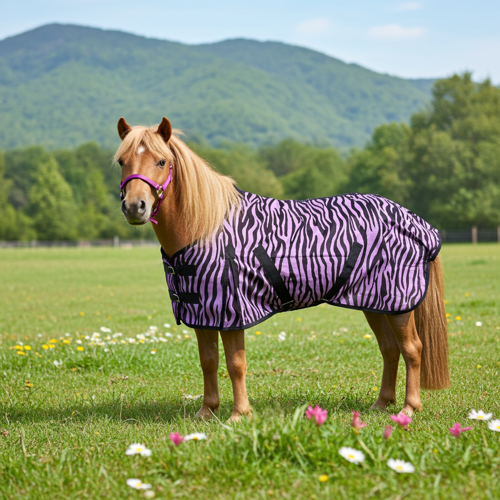 Nordic Star Pony/Mini Fly Sheet Purple Zebra  - Standard Neck