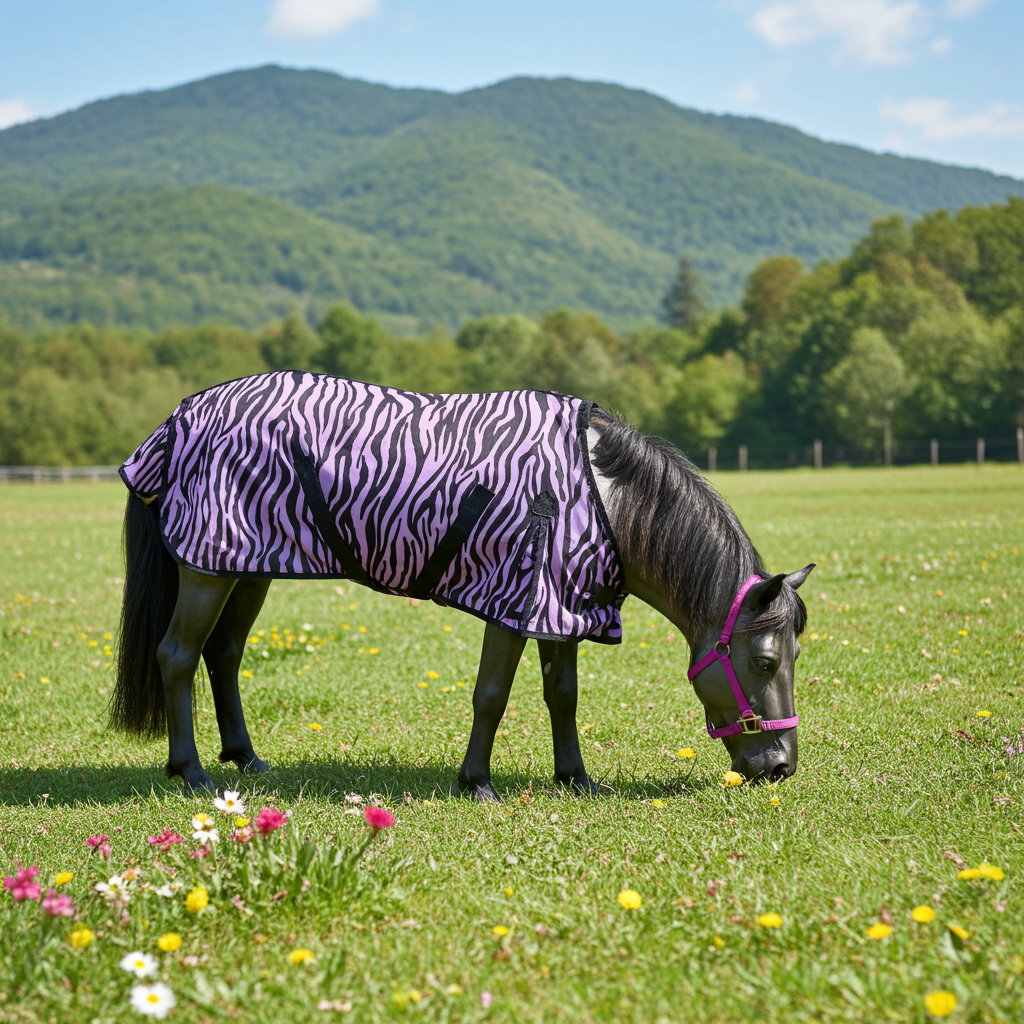 Nordic Star Pony/Mini Fly Sheet Purple Zebra  - Standard Neck