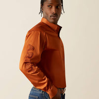 ARIAT MENS TEAM LOGO TWILL CLASSIC FIT SHIRT - ABODE/BRICK