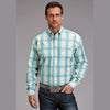 STETSON MENS AQUA OMBRE WESTERN SHIRT