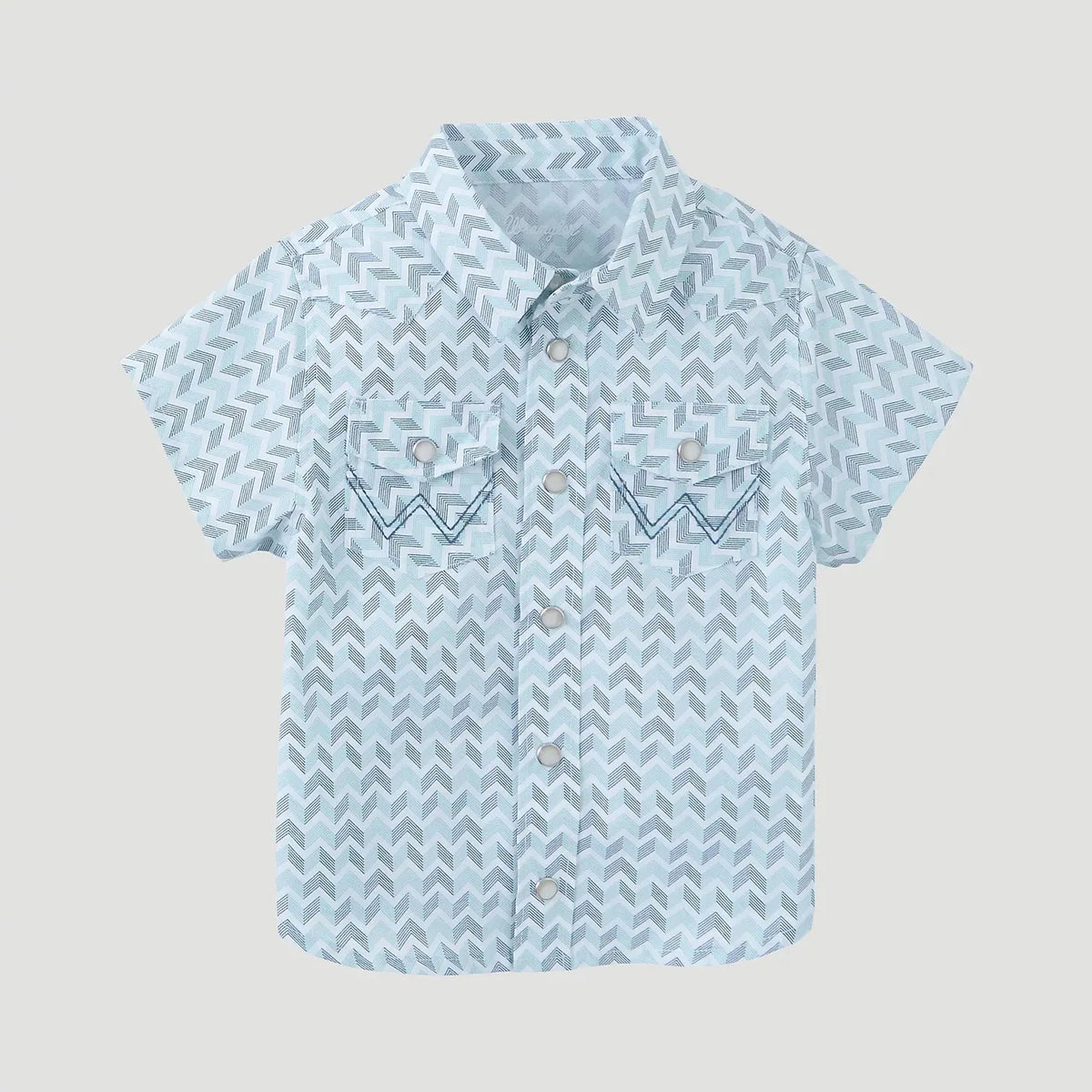 WRAGLER LITTLE BOYS SHORT SLEEVE SNAP SHIRT - AQUA