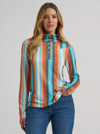 WRANGLER WOMENS SKYE PERFORMANCE QUARTER SNAP PULLOVER - BLUE SERAPE