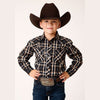 ROPER BOYS WESTERN SHIRT - NAVY/CREAM PLAID