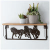 METAL WOOD SHELF WITH HORSES