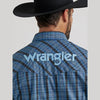 WRANGLER MENS LOGO LONG SLEEVE WESTERN SHIRT - BLACK N BLUE