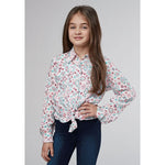 ROPER GIRLS SCATTERED AZTEC PRINTED RAYON SHIRT