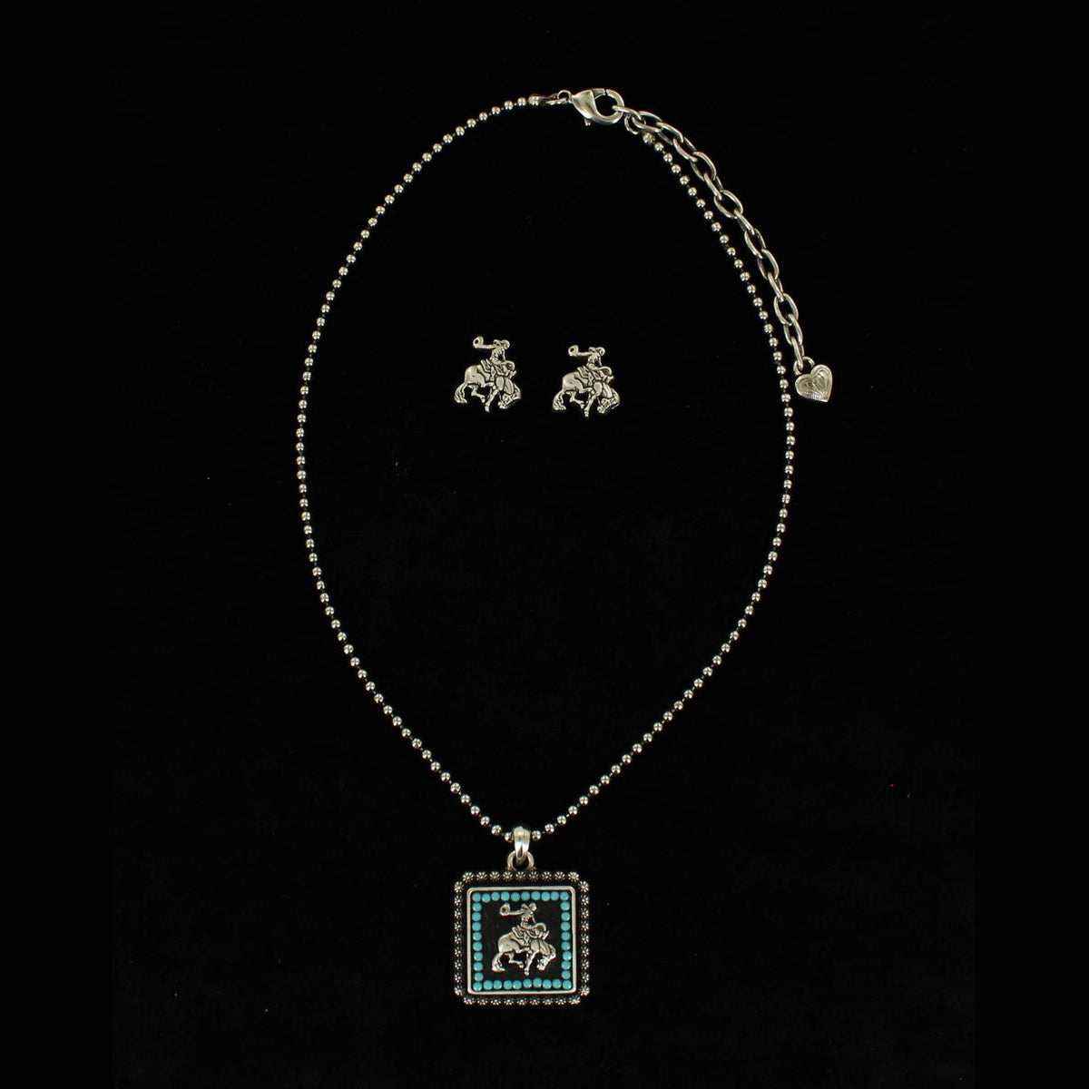 BLAZIN ROXX NECKLACE & EARRING SET - BRONC RIDER