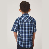 ROPER BOYS SHORT SLEEVE MIDNIGHT PLAID WESTERN SHIRT