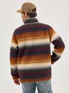 WRANGLER MENS STRIPED QUARTER ZIP SHERPA PULLOVER