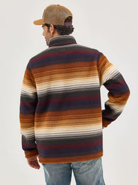 WRANGLER MENS STRIPED QUARTER ZIP SHERPA PULLOVER