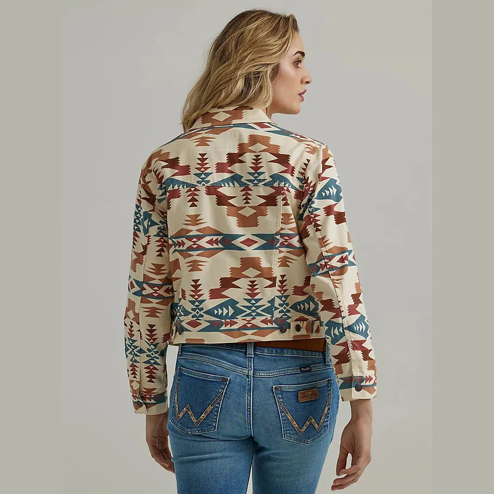 WRANGLER WOMENS PRINTED BOYFRIEND JACKET - AZTEC