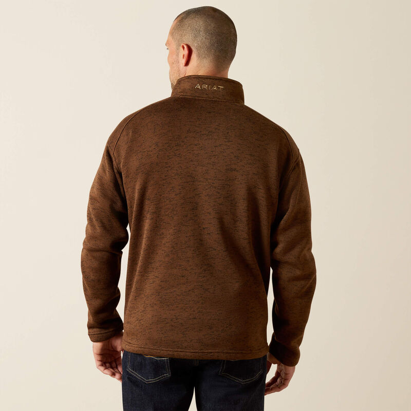 ARIAT MENS CALDWELL LOGO 1/4 ZIP SWEATER - CARAFE