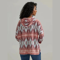 WRANGLER WOMENS GEOMETRIC RELAXED HOODIE - RED GEO